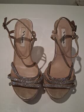Rouge Helium Women’s Navy Blue Bee Stripe Bow Sandals Size 10Nina New York...